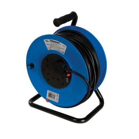 Cable Reel 240V Freestanding, 13A 50m 4 Socket