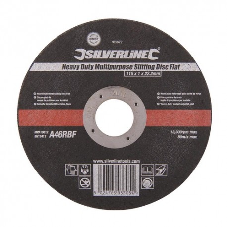 Heavy Duty Multipurpose Slitting Disc Flat, 115 x 1 x 22.2mm