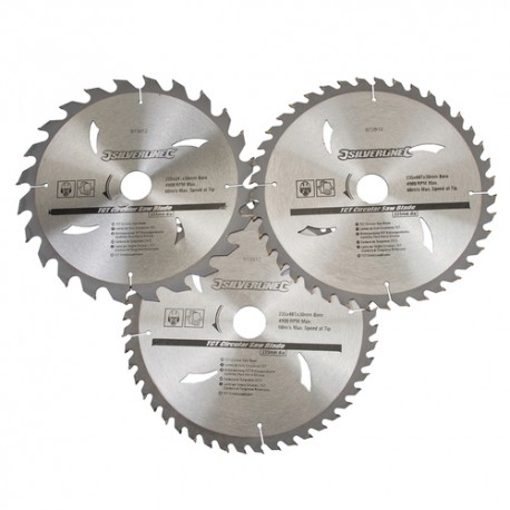 TCT Circular Saw Blades 24, 40, 48T 3pk, 235 x 30 - 25, 16mm rings