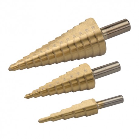 Titanium-Coated HSS Step Drill Set 3pce, 3pce