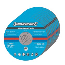 Metal Cutting Discs Flat 10pk, 115 x 3 x 22.2mm