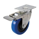 Rubber Castor Swivel with Brake, 100mm 140kg Blue