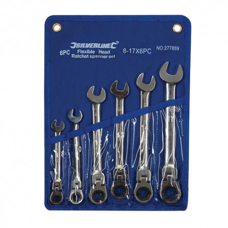 Flexible Head Ratchet Wrench Set 6pce, 8 - 17mm