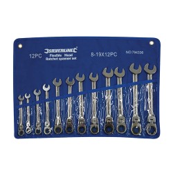 Flexible Head Ratchet Spanner Set 12pce, 8 - 19mm