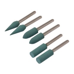 Rubber Polishing Tips Set 6pce, 3.1mm dia Mandrel