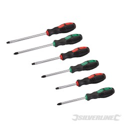 General Purpose Screwdriver Set 6pce, Slotted Flared & Pozidriv