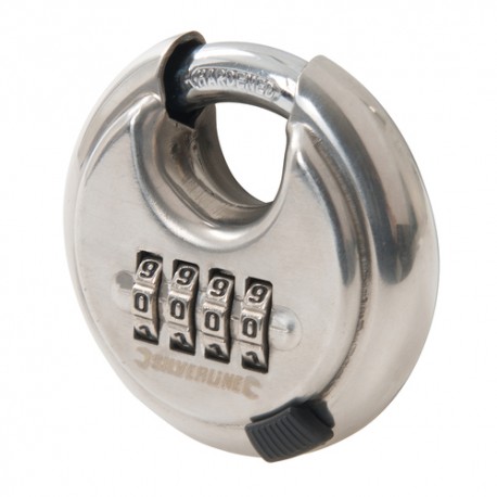 Stainless Steel Combination Disc Padlock 4-Digit, 70mm