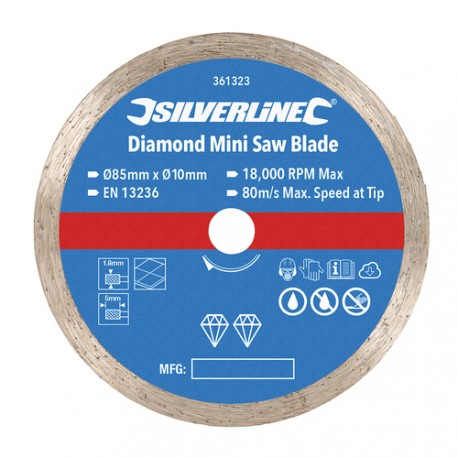 Silverline - Mini diamentowa tarcza tnąca, Średnica 85 mm - Otwór 10 mm