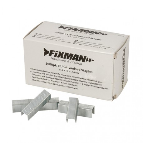 Fixman - Ocynkowane zszywki 10J, 5000 szt., 11,2 x 12 x 1,17 mm