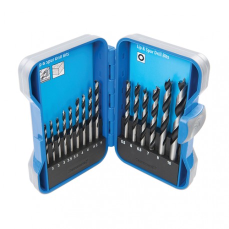 Lip & Spur Drill Bit Set, 15 Pce 3-10mm