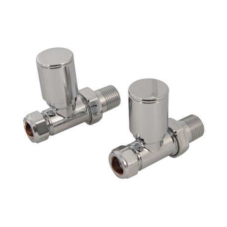 --- Straight Modern Heated Towel Radiator Valves 2pk, 15mm