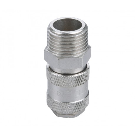 Quick Coupler-Socket, Outer Screwthread 1/2", brass, nickel plated