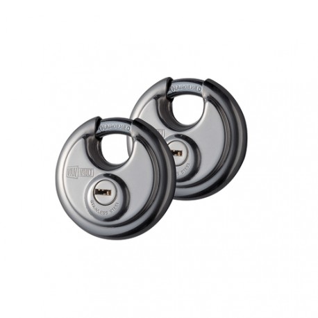 --- Stainless Steel Disc Padlock Twin Pack, 70mm