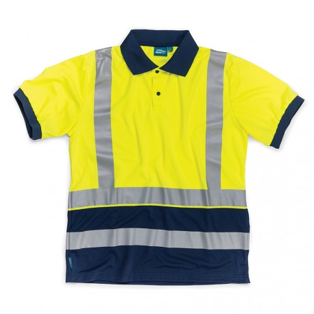 --- Tough Grit Hi-Vis 2-Tone Polo Shirt Yellow/Navy, XXXL