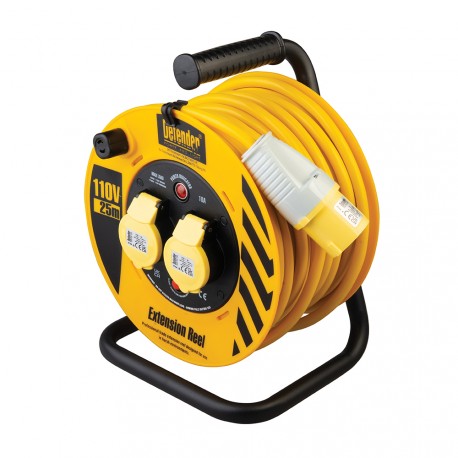 Defender Industrial Cable Reel 25m, 110V 16A